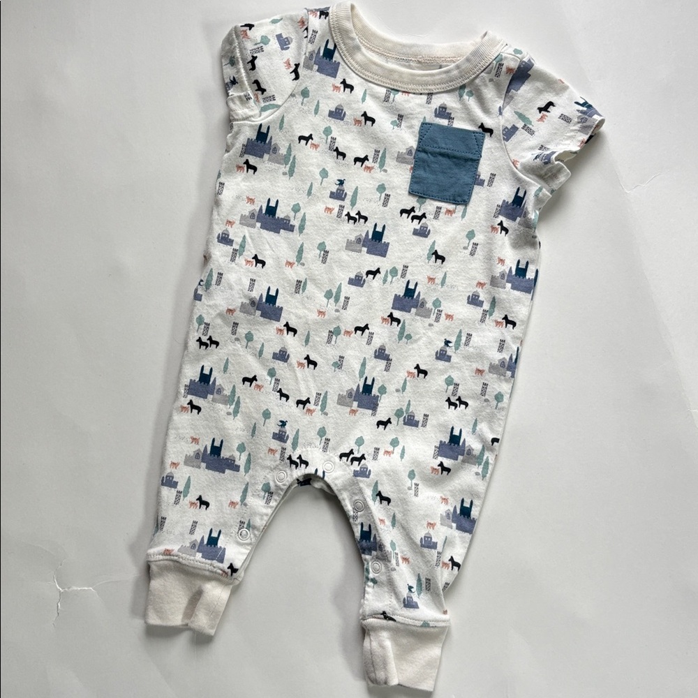 Tea Collection Romper Short Sleeve Llama Print 0-3 Months